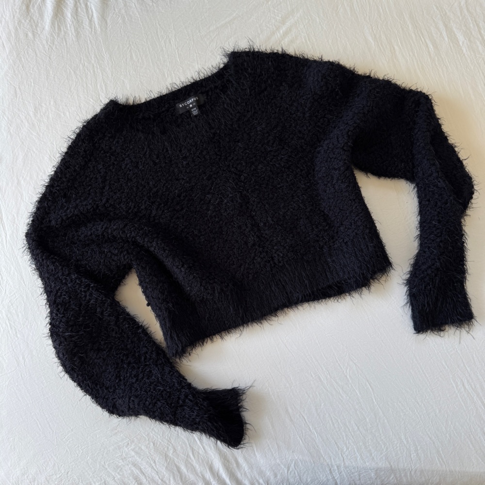 Women's Black Fuzzy Sweater